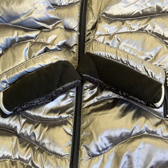 Andrew Marc Sz L Lightweight Packable Premium Down Jacket Quilted Long Silver - Picture 11 of 16